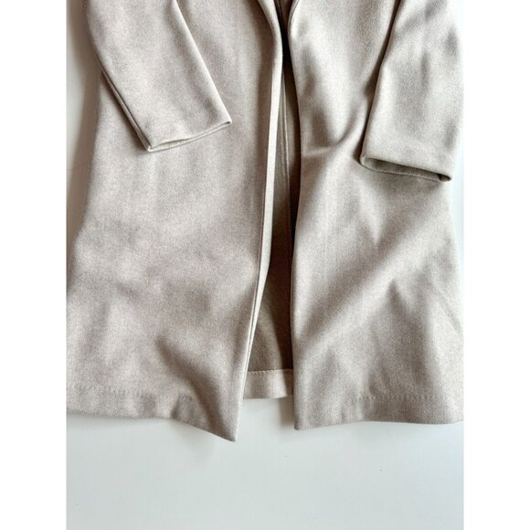 ZARA Light Beige Taupe Polyester Felt Long Open Soft Coat, Size L - Picture 8 of 12